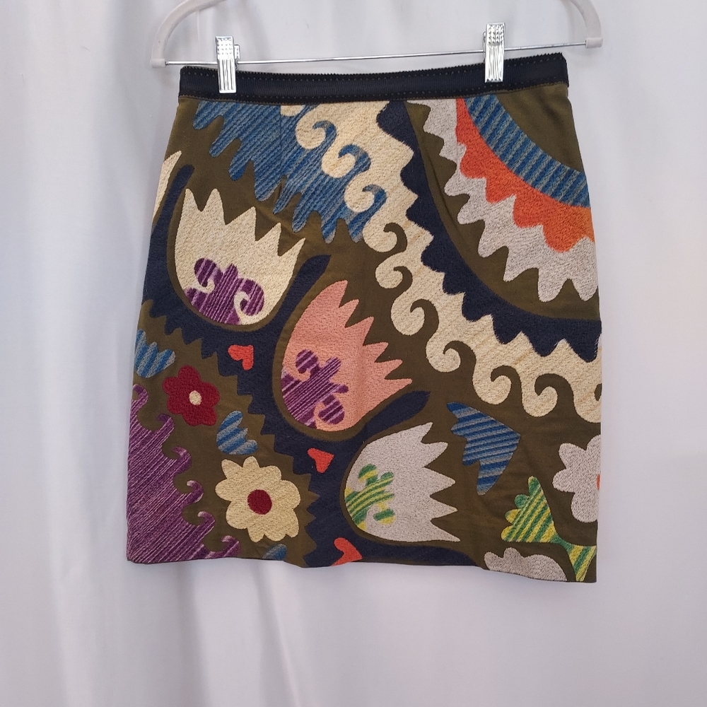 Anthropologie Colorful Patterned A-Line Skirt